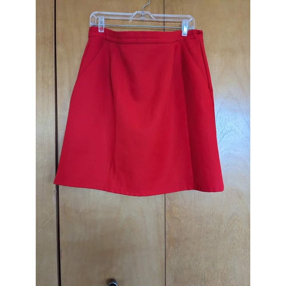 Vintage 70s Lady Winston Red A-Line Mini Skirt 100% Polyester Knit Made in USA